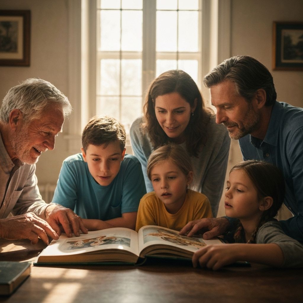 Familia compartiendo biografía